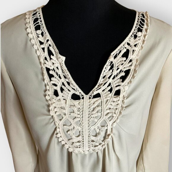 ADIVA USA 3/4 Sleeve Crochet Embellishment Blouse Size Medium - Picture 1 of 5